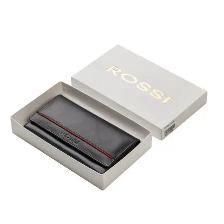 Дамски портфейл в черно с червена лента - ROSSI - image 4