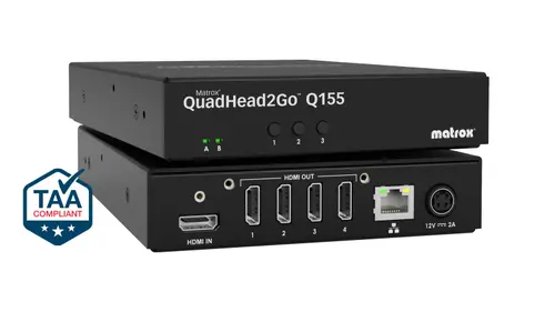 Външен мулти-дисплей адаптер Matrox QuadHead2GO Q155 Multi-Monitor Q2G-H4K2 за едновременна работа на 4 мониторa с HDMI вход