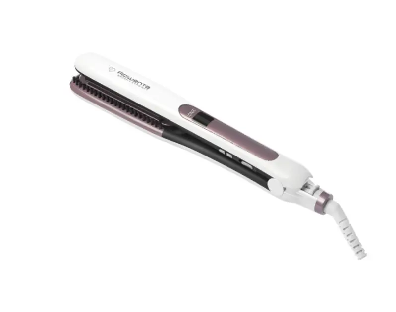 Πρέσα μαλλιών, Rowenta SF7510F0, Brush&Straight Premium Care, LCD display, 130 - 200 ° C, Replaceable Plates, Ionizer, Cover type: Cashmere Keratin