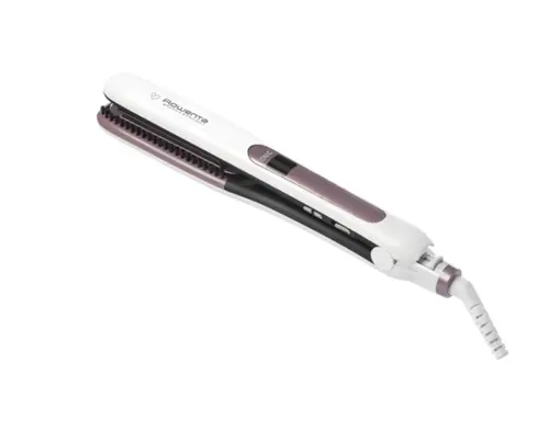 Преса, Rowenta SF7510F0, Brush&Straight Premium Care, LCD display, 130 - 200 ° C, Replaceable Plates, Ionizer, Cover type: Cashmere Keratin, Warm-up time: 15 sec, White / Purple