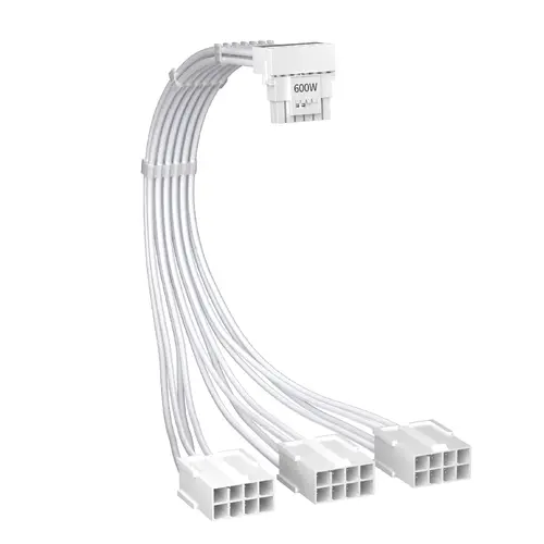 1stPlayer удължителен кабел Custom Sleeved Modding Cable White - 3 x PCIe 8-pin to 12VHPWR - FM3-B-WH - image 1