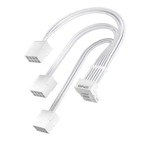 1stPlayer удължителен кабел Custom Sleeved Modding Cable White - 3 x PCIe 8-pin to 12VHPWR - FM3-B-WH - image 4