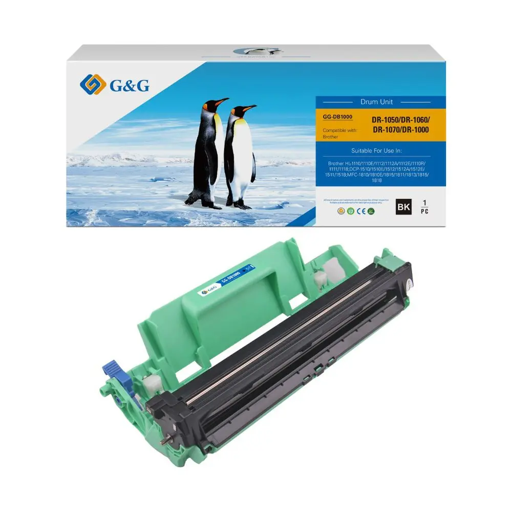 УНИВЕРСАЛНА БАРАБАННА КАСЕТА ЗА BROTHER HL 1110/1112/DCP 1510/1512 - DR1000/DR1010/DR1020/DR1035/DR1040/DR1050/DR1060/DR1075 - DR1030 (DR-1030)/DR1000 (DR-1000) - Black - DRUM UNIT - PN NT-DB1000 - G&G