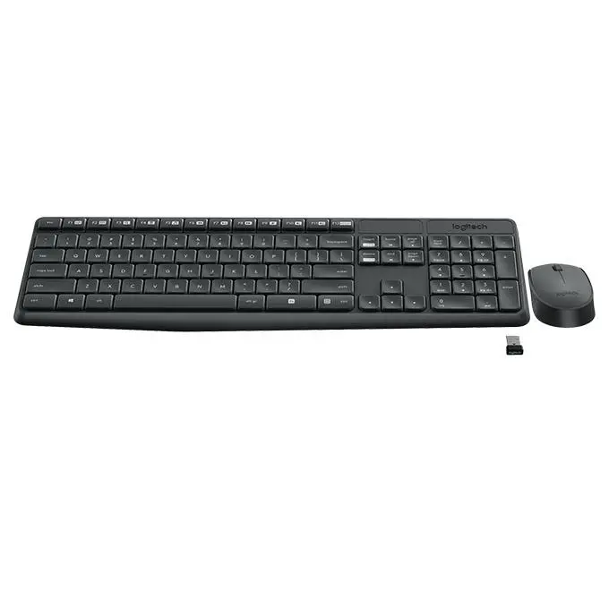 Set tastatură și mouse wireless Logitech MK235, Gri închis - image 1