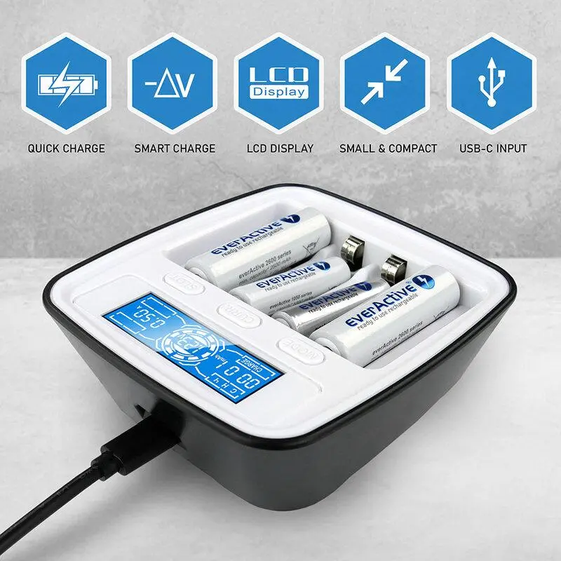 Φορτιστής NIMH R6,03 AA/AAA με μικροεπεξεργαστή NC1000M EVERACTIVE - image 2
