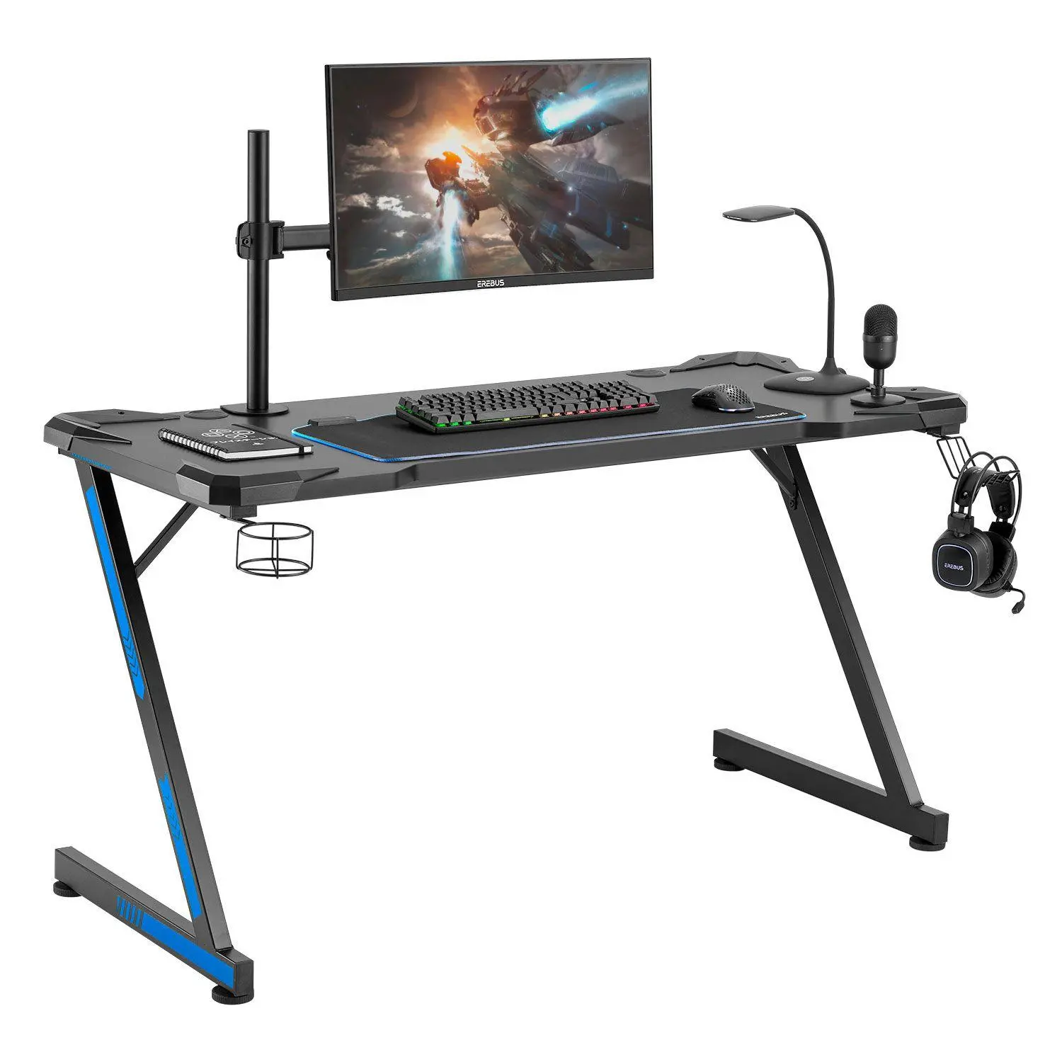 Birou gaming Nemesis II - Negru/Albastru - image 3