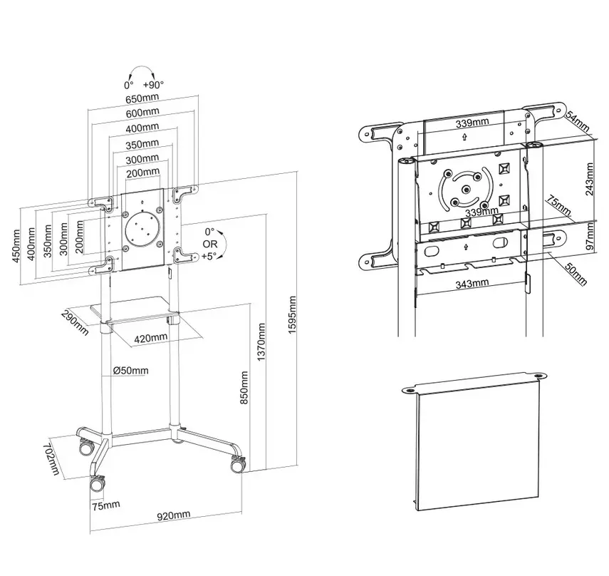 Стойка, Neomounts Mobile Flat Screen Floor Stand (height: 160 cm) - image 14