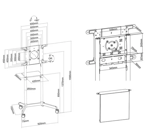 Стойка, Neomounts Mobile Flat Screen Floor Stand (height: 160 cm) - image 14