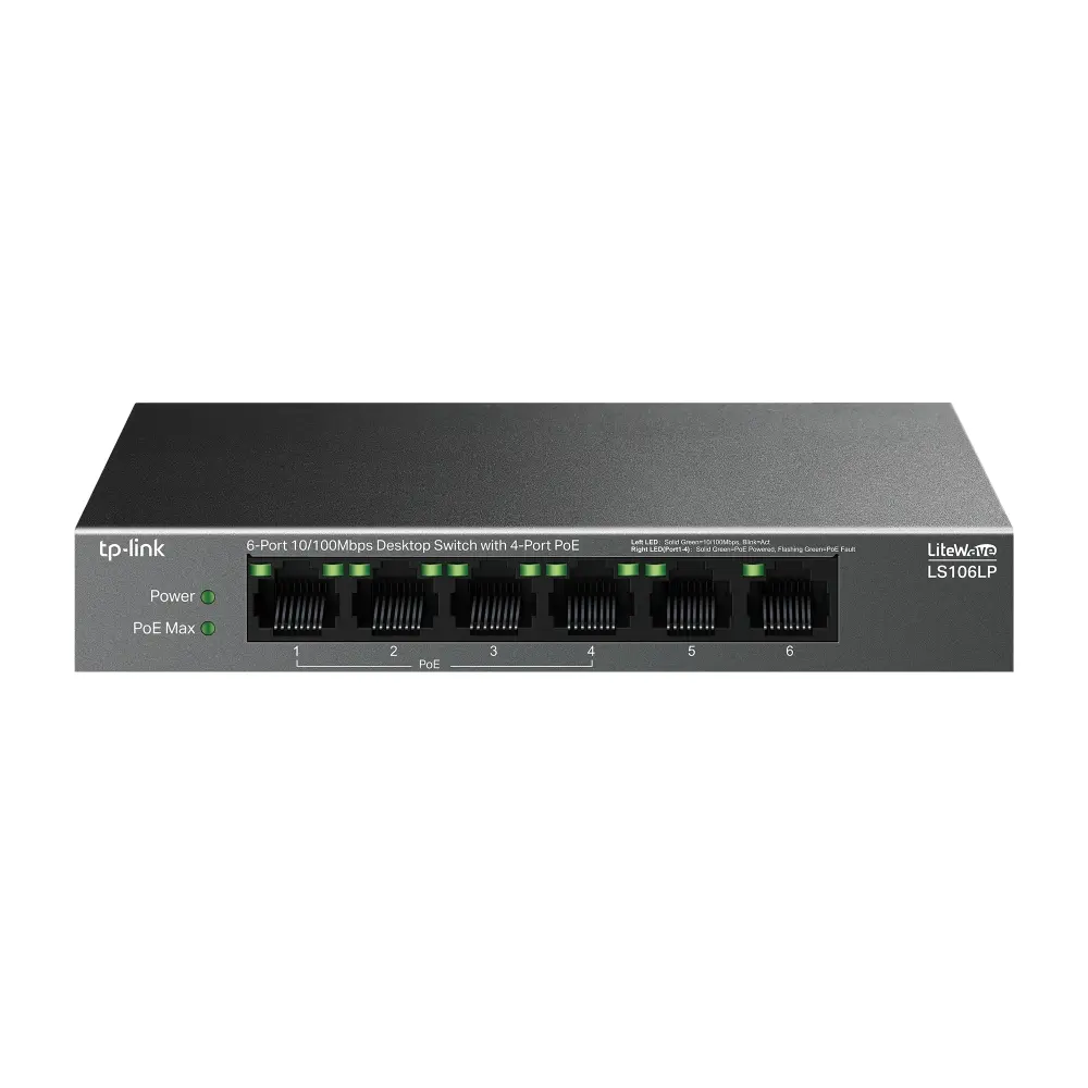 Switch TP-Link LS106LP, 6 θυρών 10/100 Mbps με 4 θύρες PoE
