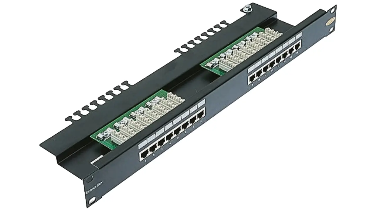 Пач панел Brand-Rex, 16 порта, cat.6, екраниран, 1U LSA IDC 568A/B, черен