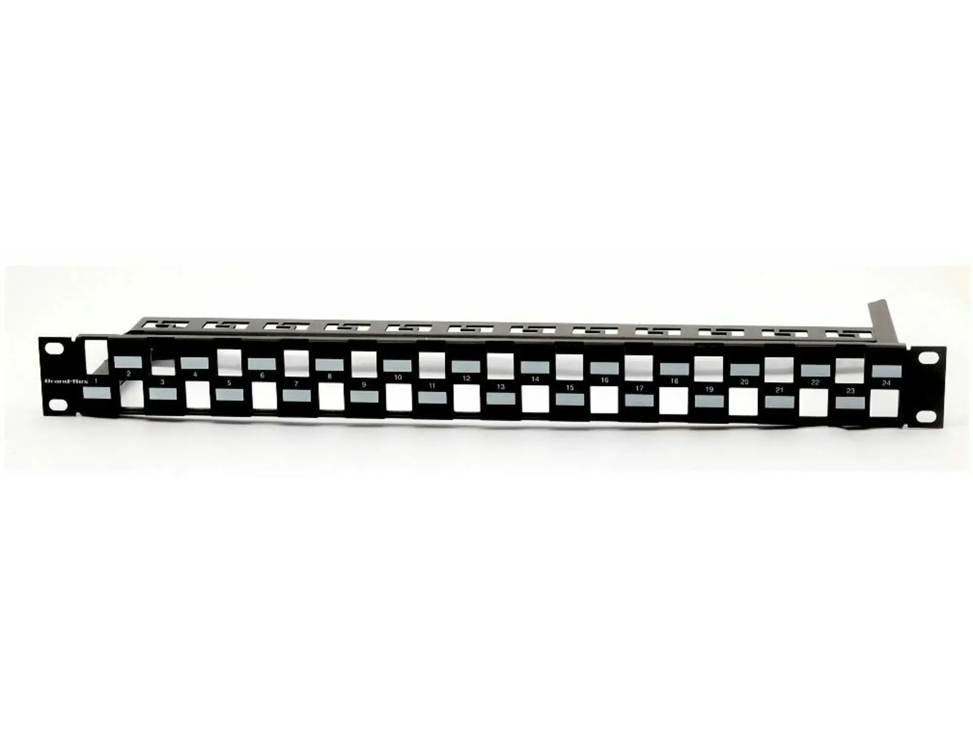 Пач панел Brand-Rex, 24 порта, празен, черен, ъглово поставяне на вложки