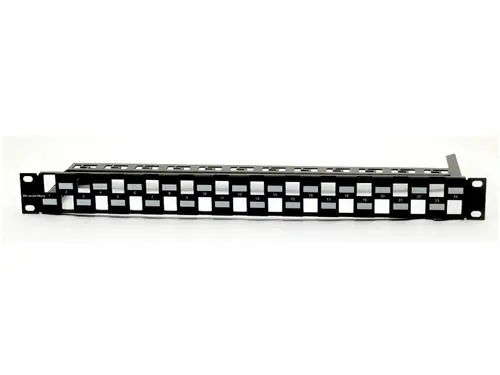 Пач панел Brand-Rex, 24 порта, празен, черен, ъглово поставяне на вложки