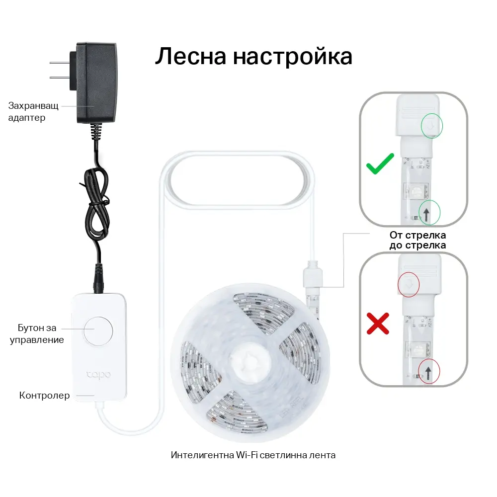 LED лента TP-Link Tapo L920-5, WiFi, 5м., 13.5W, многоцветна, многозонова - image 3