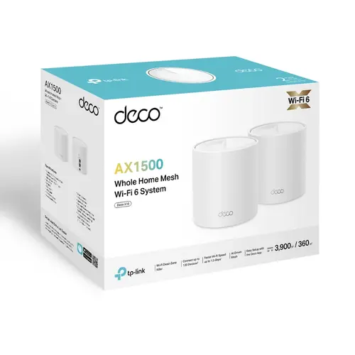 Безжичен рутер TP-LINK Deco X10(2-pack), AX1500, 2xGbE, MU-MIMO, Wi-Fi 6 - image 1