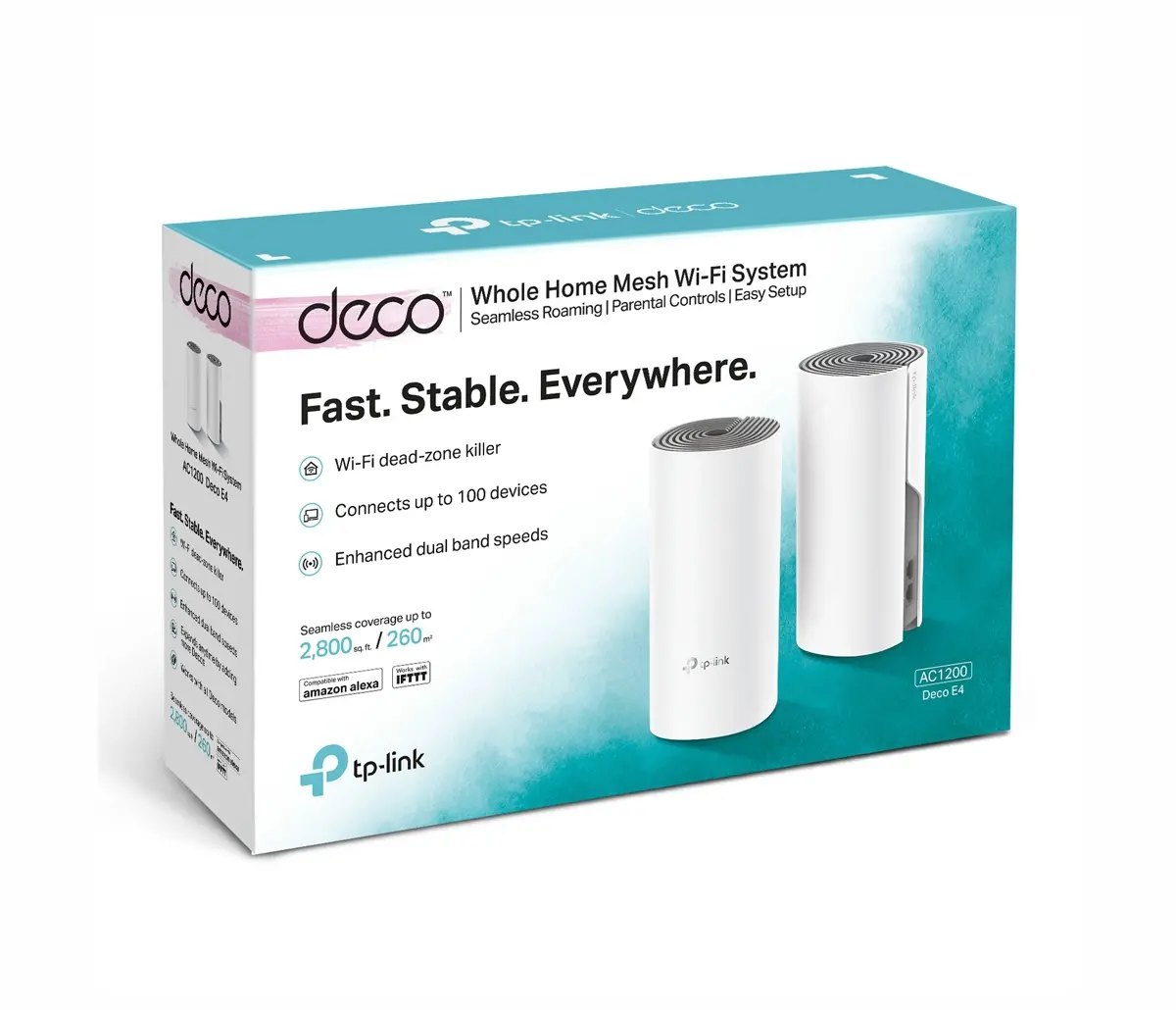 Router wireless TP-LINK Deco E4(2-pack), AC1200, 2xFE, Mesh, Amazon Alexa - image 2