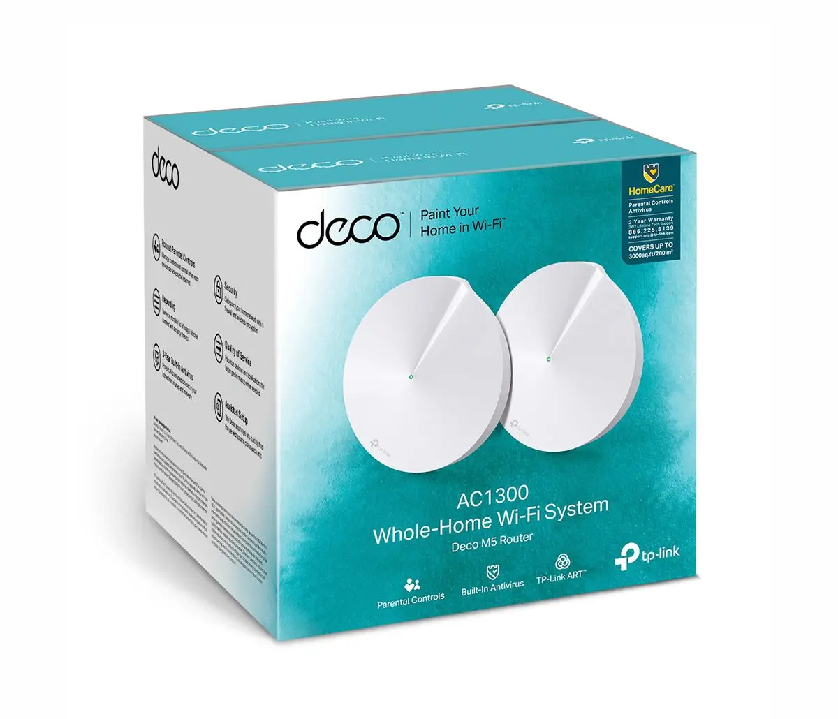 Безжичен рутер TP-LINK Deco M5(2-pack), AC1300, 2xGbE, MU-MIMO - image 2
