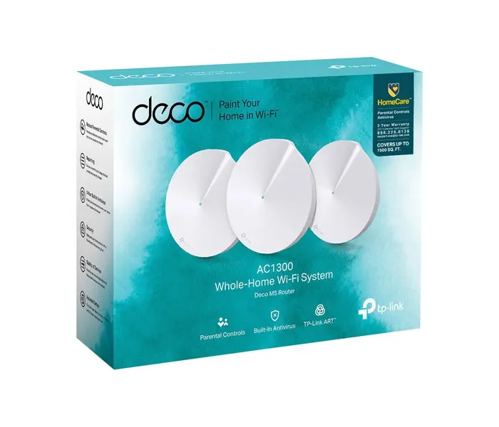 Безжичен рутер TP-LINK Deco M5(3-pack), AC1300, 2xGbE, MU-MIMO - image 2