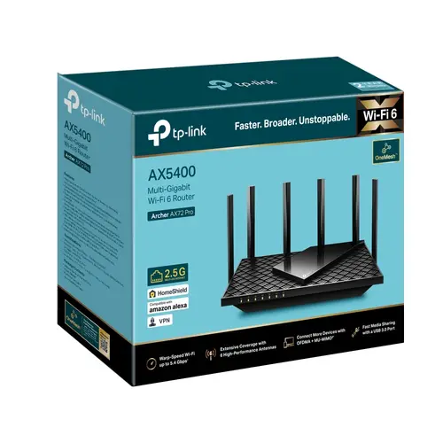 Безжичен рутер TP-LINK Archer AX72 Pro, AX5400, 4xGbE, 1x2.5GbE, 4x ант. USB 3.0 - image 1