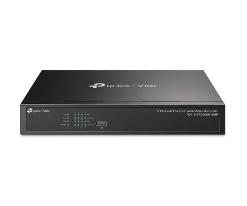 Цифров видеорекордер VIGI NVR1008H-8MP, 8-ch@2MP/4-ch @4MP, H.265+, RJ45, 1xSATA