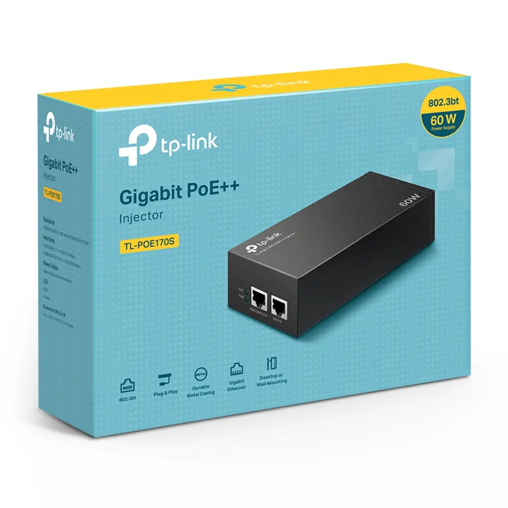 PoE Инжектор TP-Link TL-POE170S, IEEE 802.3af/at/bt, 2xGbE ports, 60W - image 6