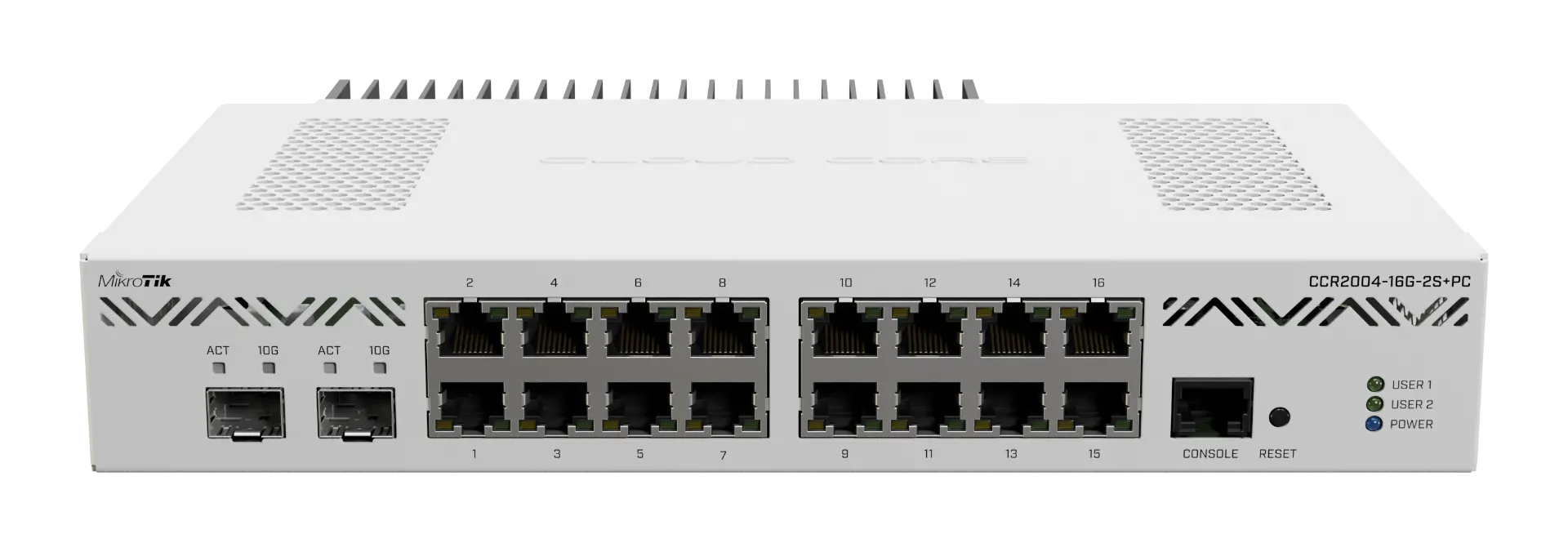 Рутер MikroTik CCR2004-16G-2S+PC , CPU 1.7GHz, 16 x Gbit LAN, 2x SFP+