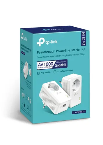 Адаптер за мрежа TP-LINK TL-PA7017P KIT, AV1000, HomePlug AV2, 1x GbE порт - image 3