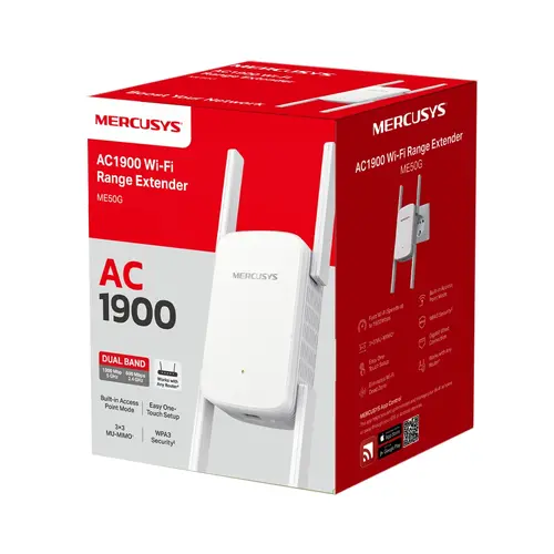 Удължител на обхват Mercusys ME50G, AC1900, 1xGbE RJ45 порт, 4 външ. антени - image 2