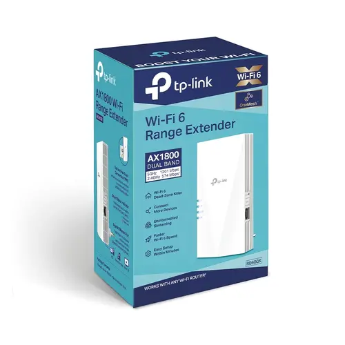 Удължител на обхват TP-LINK RE600X, WiFi 6, AX1800, 1xGbit порт, MU-MIMO - image 2