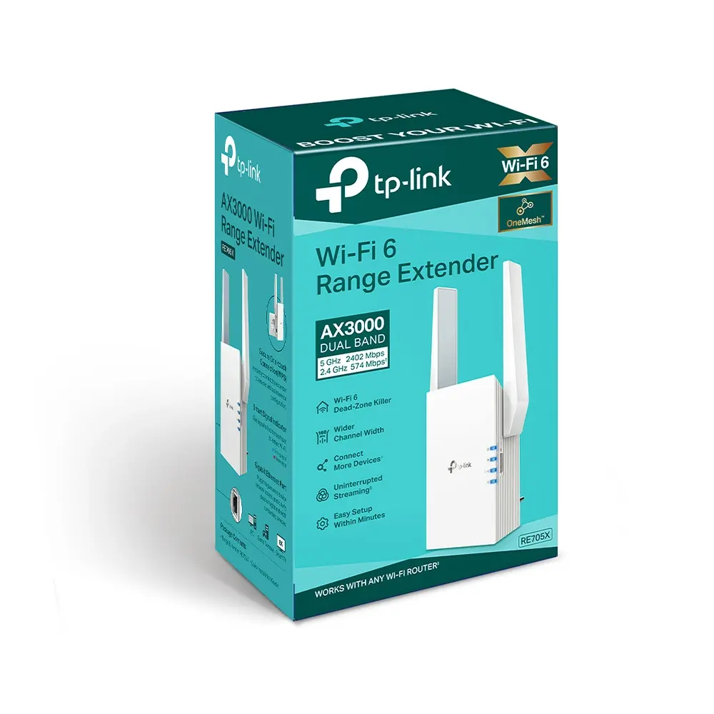 Удължител на обхват TP-LINK RE705X, WiFi 6, AX3000, 1xGbit порт, OneMesh, 2x ант - image 3