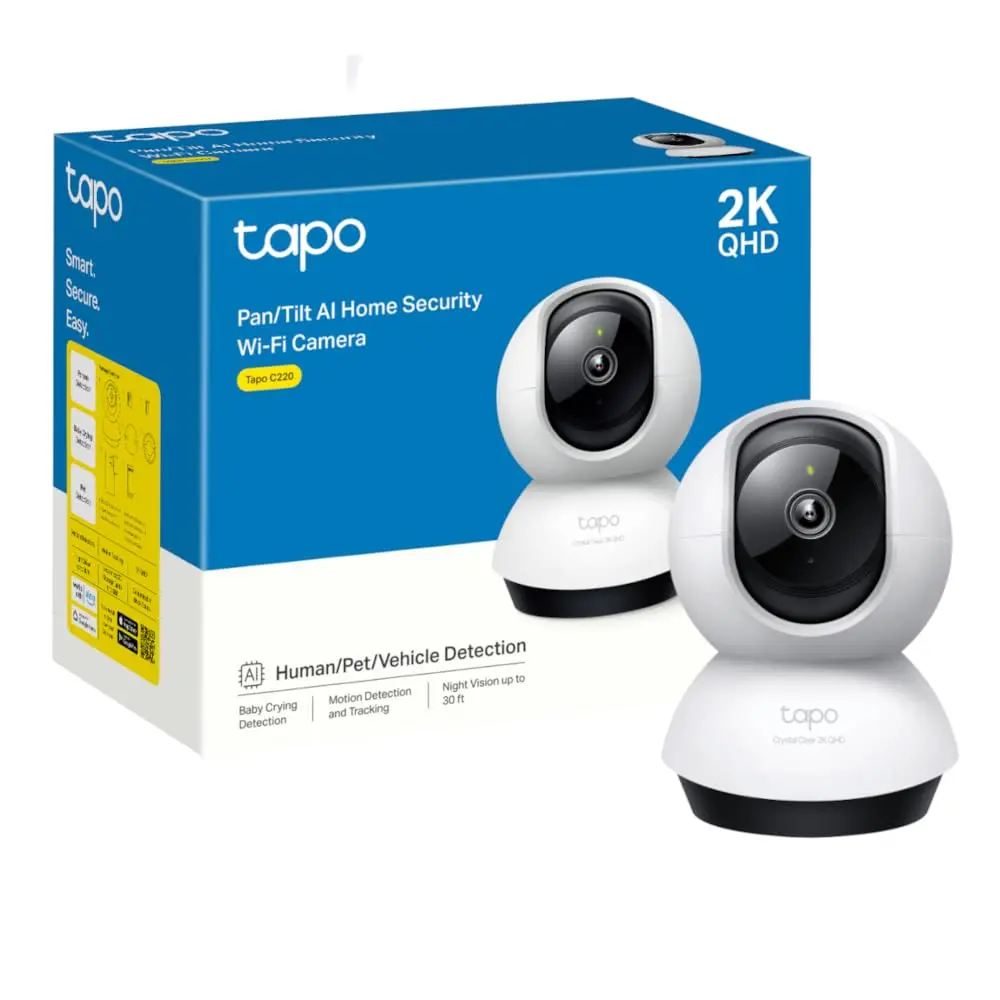 Камера TP-Link Tapo C220, 2K QHD, Pan/Tilt, WiFi, ден/нощ, indoor, mic - image 1