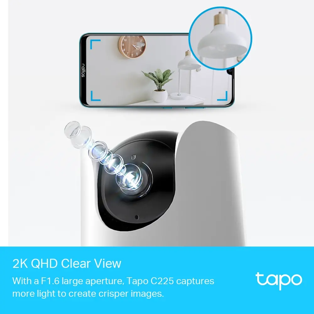Камера TP-Link Tapo C225, 2K QHD, Pan/Tilt, WiFi, ден/нощ, indoor, mic - image 1