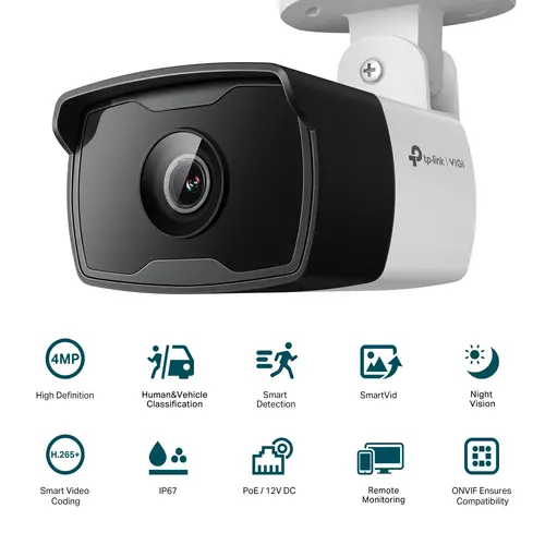 Камера TP-Link VIGI C340I(2.8m), 4MP, булет, Color, PoE/12V DC, IR до 30м.,ONVIF - image 1