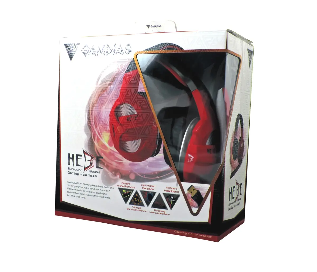 Ενσύρματα Gaming ακουστικά, Gamdias, HEBE GHS2300-USB, κόκκινο/μαύρο, USB 2.0 - image 3