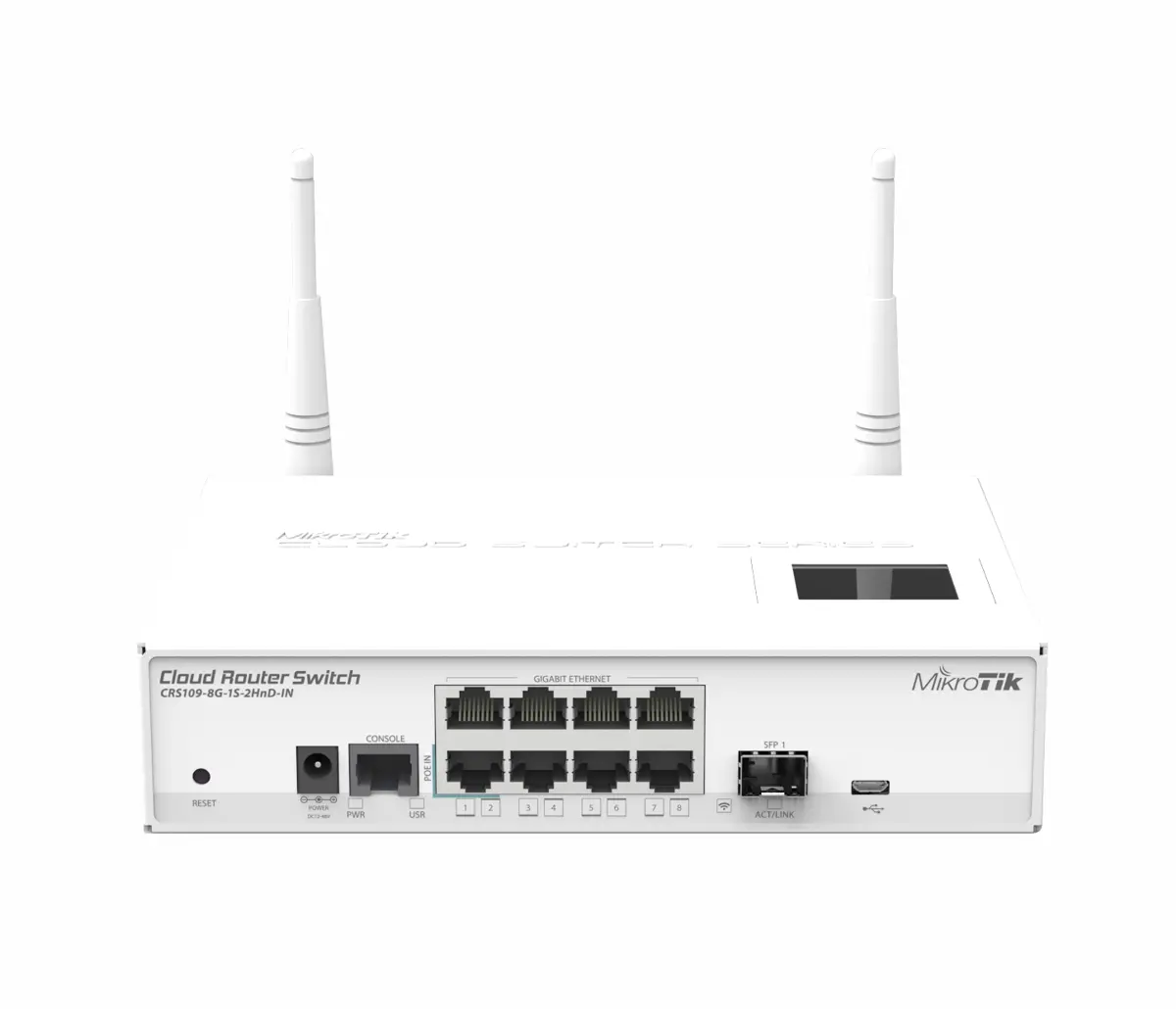 Комутатор MikroTik CRS109-8G-1S-2HnD-IN, 600MHz, 128MB, 8xGE, 1xSFP