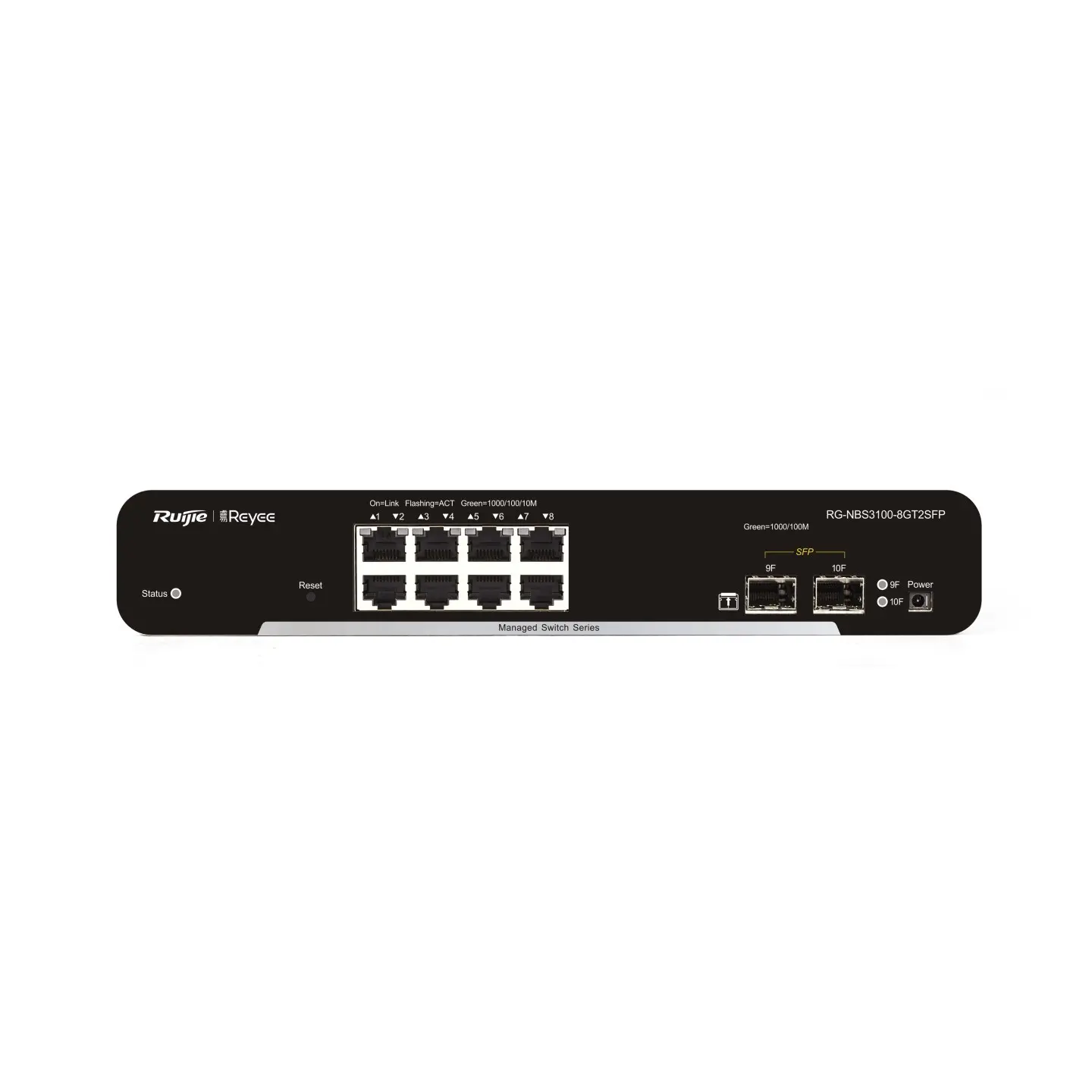 Комутатор Ruijie RG-NBS3100-8GT2SFP, 8xGbe, 2xSFP, L2, настолен, метален