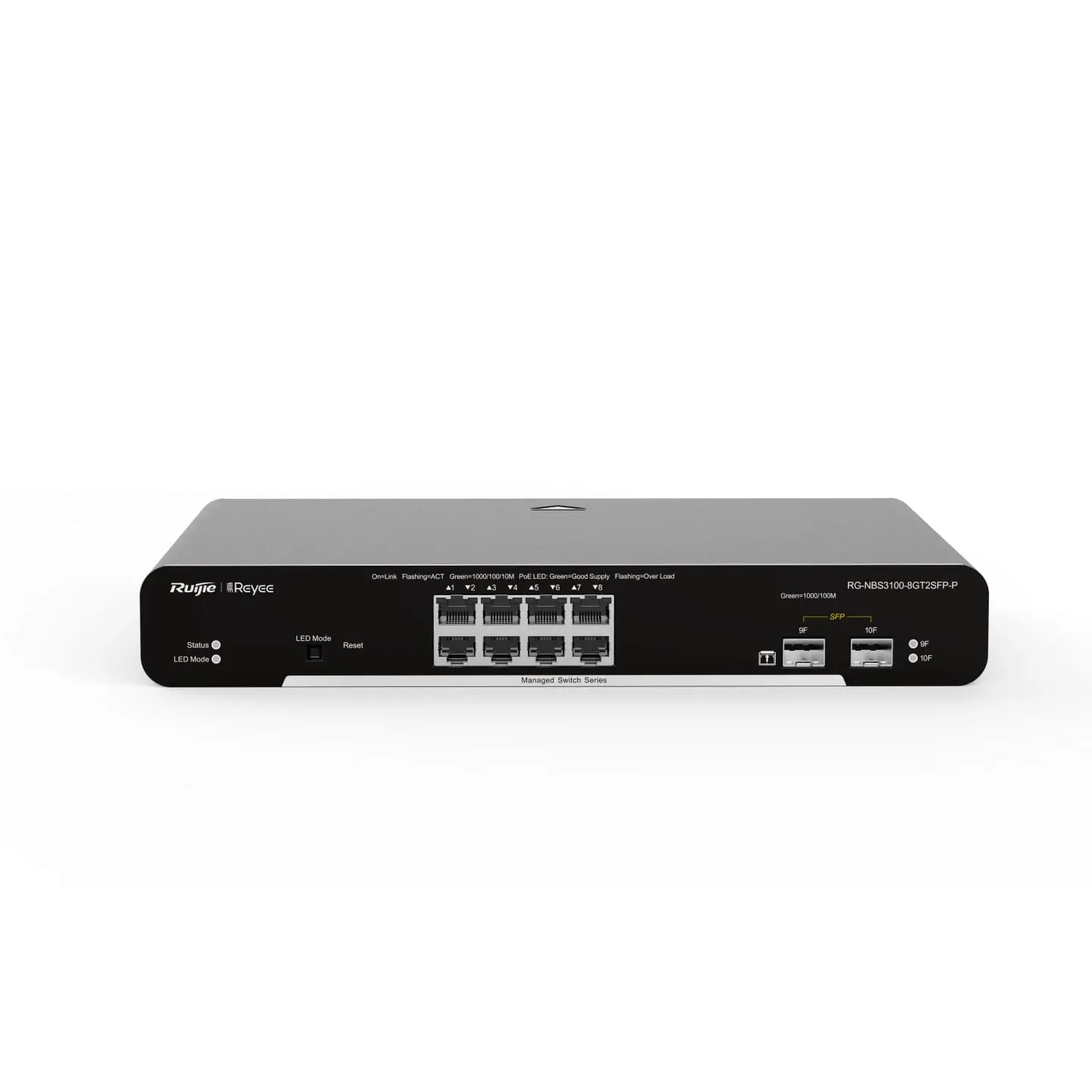 Комутатор Ruijie RG-NBS3100-8GT2SFP-P, 8xGbe, 2xSFP, PoE+, 125W, L2, настолен - image 1