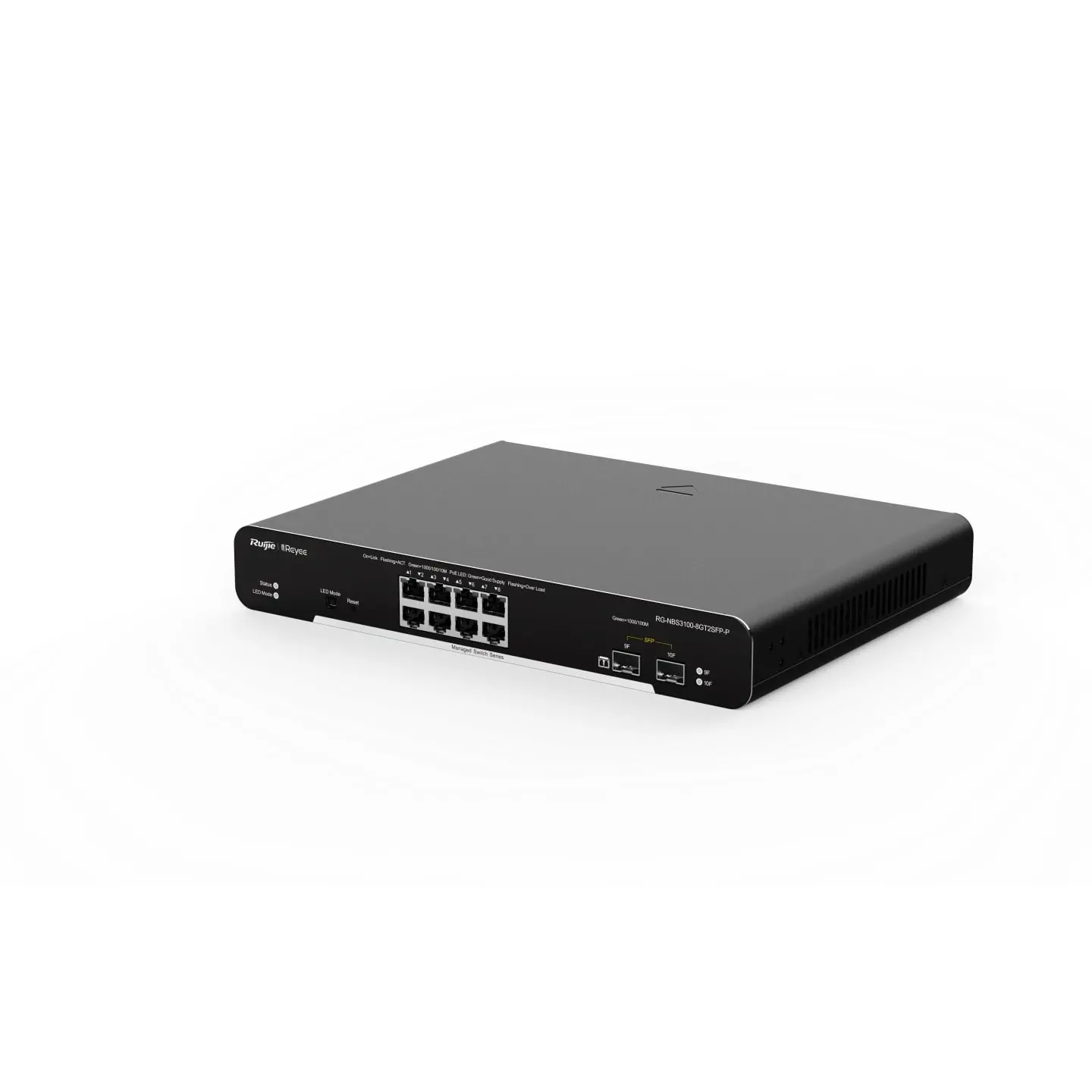 Комутатор Ruijie RG-NBS3100-8GT2SFP-P, 8xGbe, 2xSFP, PoE+, 125W, L2, настолен - image 3
