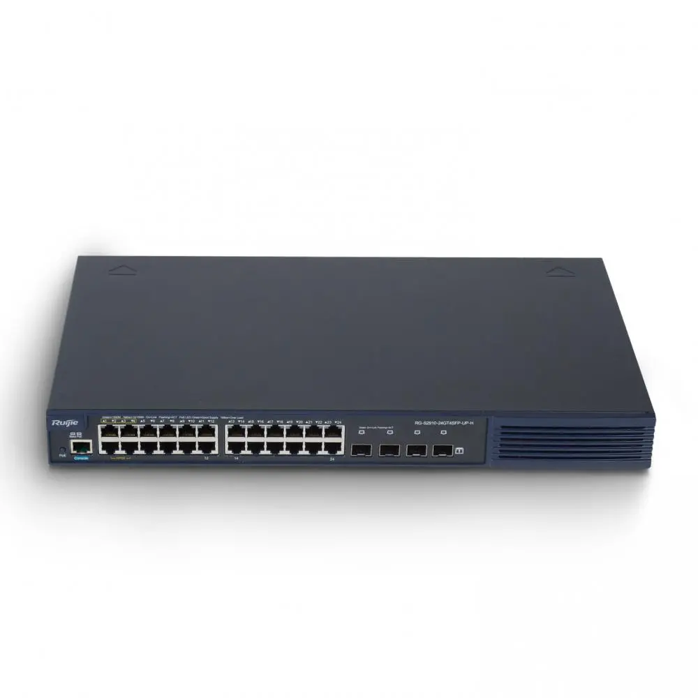 Switch Ruijie RG-S2910-24GT4XS-UP-H, 24xGbe, 4xSFP+, L2+, PoE+, 370W, μεταλλικό