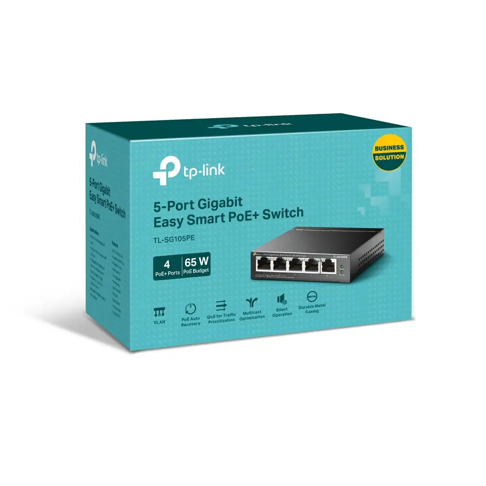 Комутатор TP-Link TL-SG105PE, 5x GbE порта, управляем, PoE+, 60W, до 32 VLANs - image 3