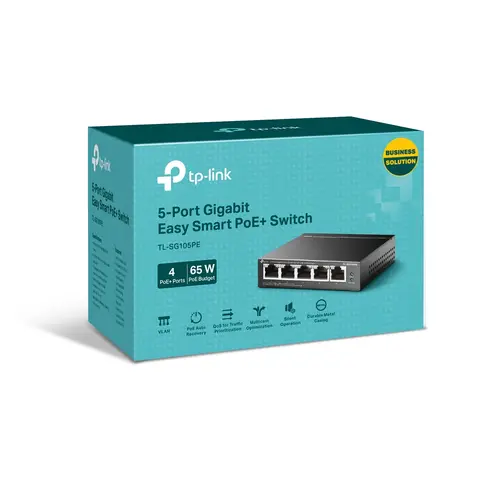 Комутатор TP-Link TL-SG105PE, 5x GbE порта, управляем, PoE+, 60W, до 32 VLANs - image 3