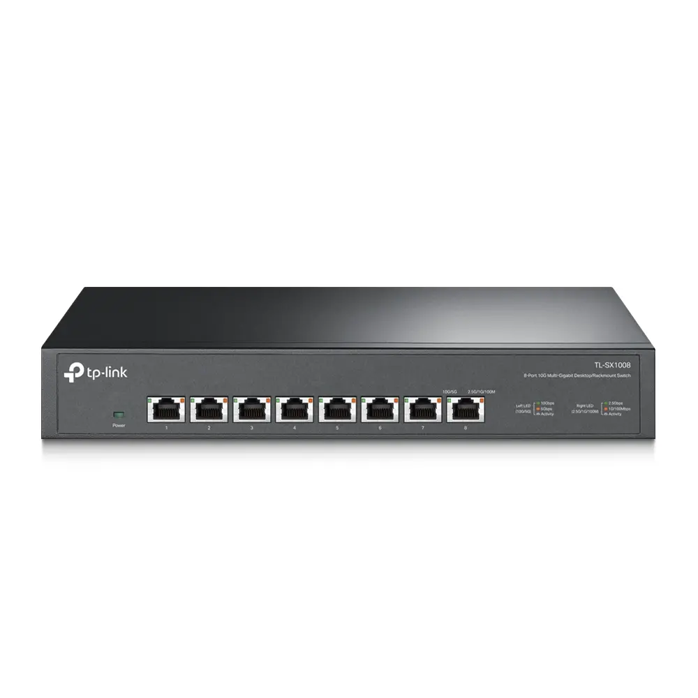 Switch TP-LINK TL-SX1008, 8x 10GbE porturi, nemanagement, montare pe birou/în rack