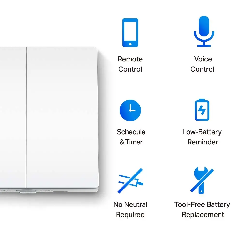 Întrerupător inteligent pentru iluminat, TP-Link Tapo S220, dublu, monostabil - image 1