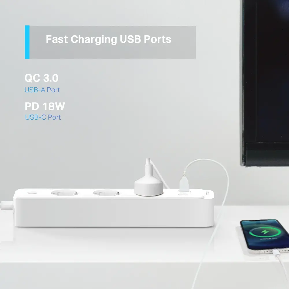 Έξυπνη πολύπριζο TP-Link Tapo P300, WiFi, 3 υποδοχές, 2300W, 10A, 1,5 μέτρο - image 2