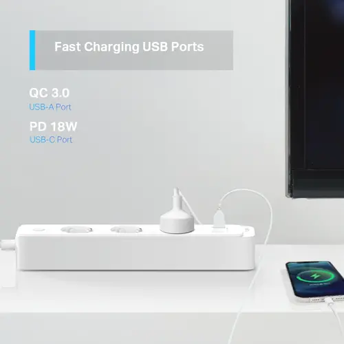 Prelungitor inteligent TP-Link Tapo P300, WiFi, 3 prize, 2300W, 10A, 1,5 metri - 3