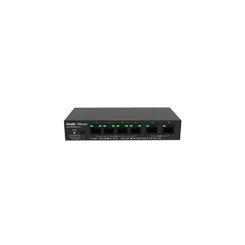 Комутатор Ruijie RG-ES106D-P V2 , 6x10/100M, 4 x PoE+, 54W, неуправляем, наст. - image 1