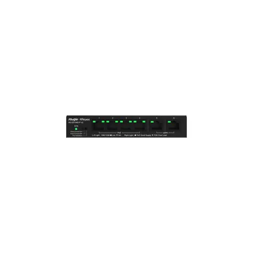Switch Ruijie RG-ES106D-P V2, 6x10/100M, 4 x PoE+, 54W, μη διαχειρίσιμο, επιτραπ