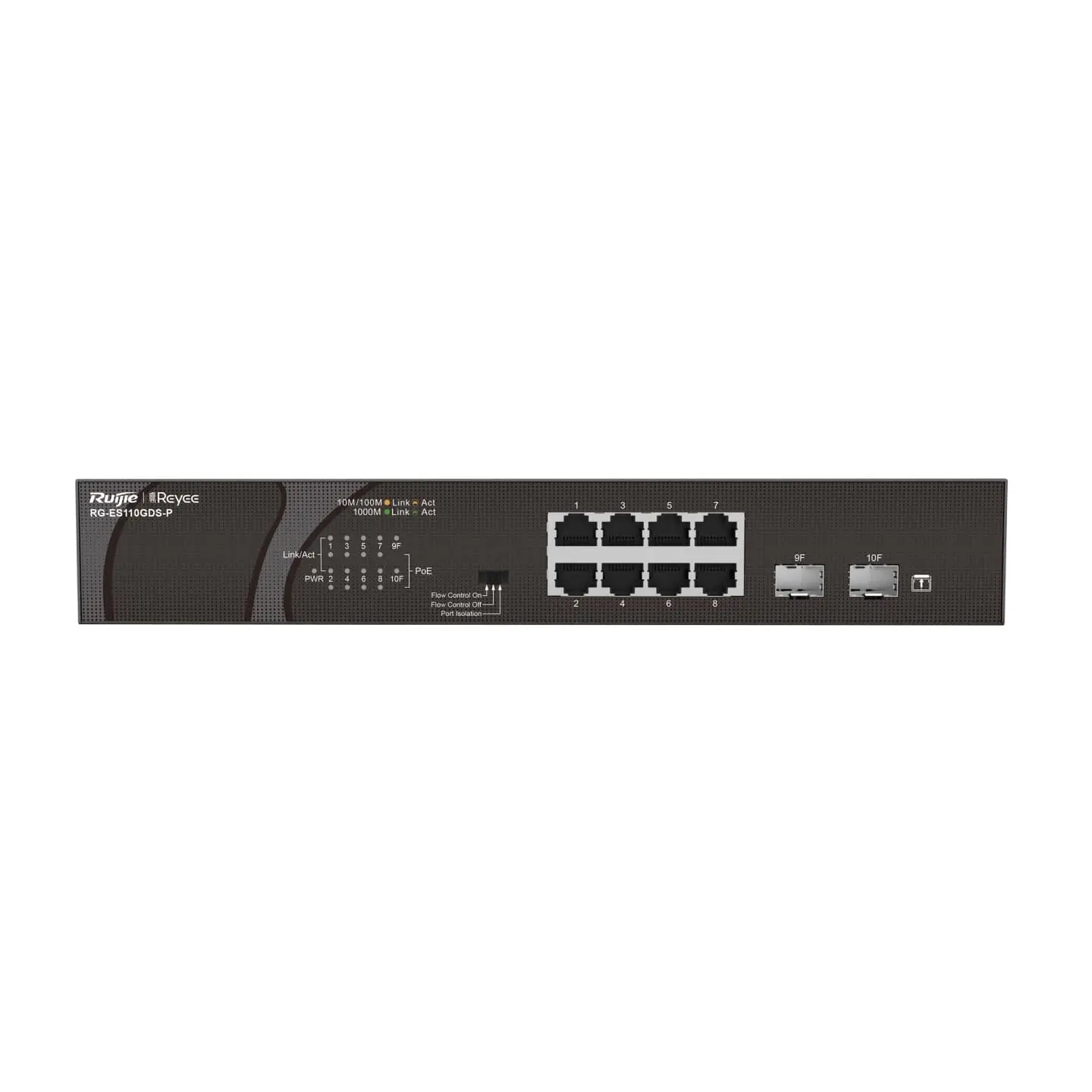 Комутатор Ruijie RG-ES110GDS-P, 8xGbE, 2xGbE SFP, PoE/PoE+,неуправляем, настолен