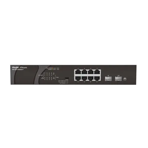 Комутатор Ruijie RG-ES110GDS-P, 8xGbE, 2xGbE SFP, PoE/PoE+,неуправляем, настолен