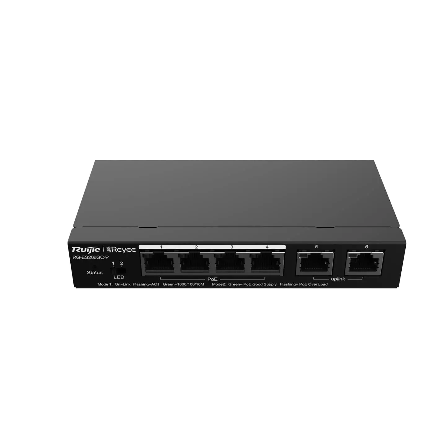 Комутатор Ruijie RG-ES206GC-P, 4xGbE PoE+, 2xGbE, 54W, до 16 VLAN, настолен - image 2