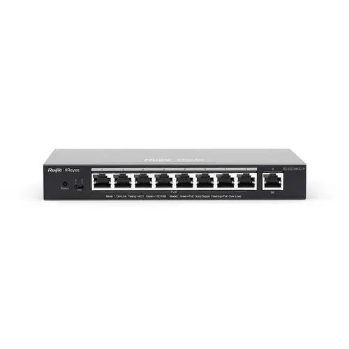 Комутатор Ruijie RG-ES209GC-P, 9xGbE, PoE+, 120W, до 16 VLAN, настолен, метален